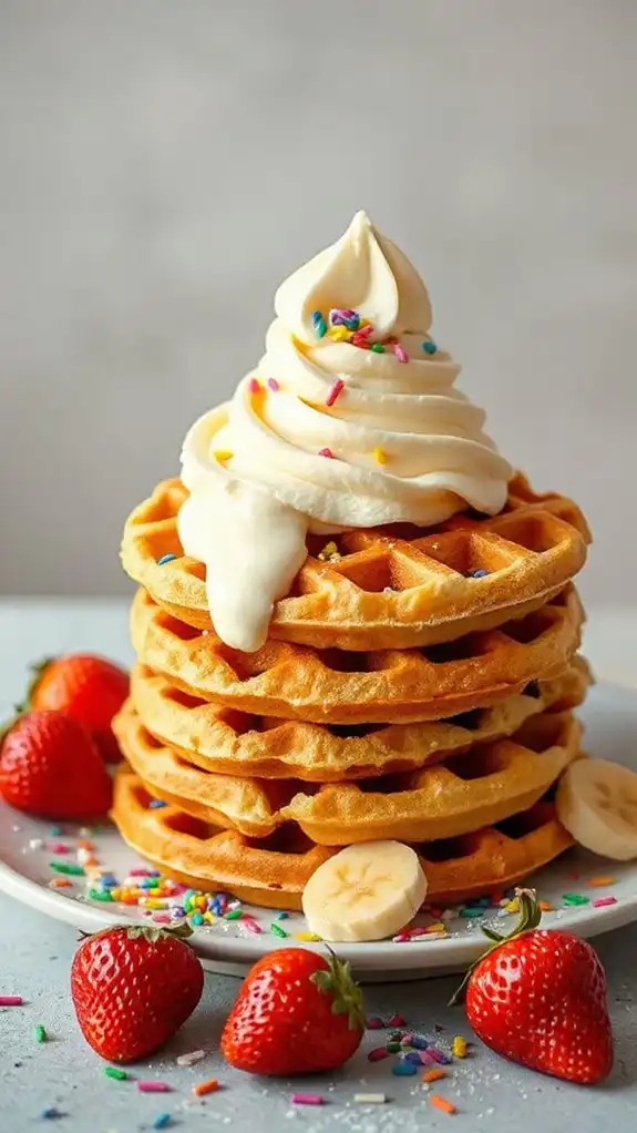 funfetti waffles with frosting