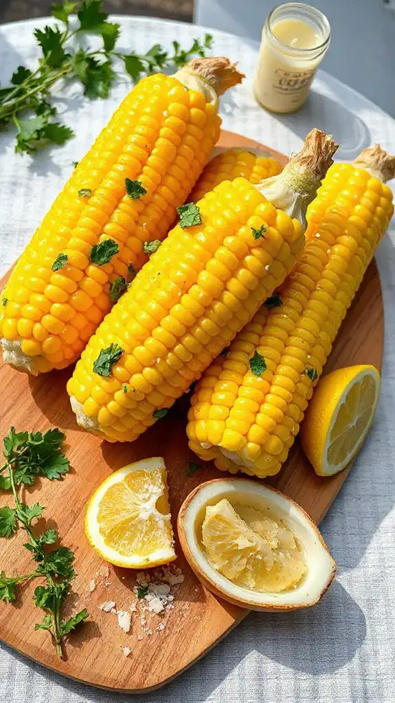 garlic butter coated corn
