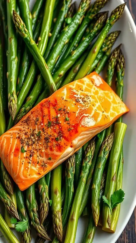 garlic butter salmon asparagus dish