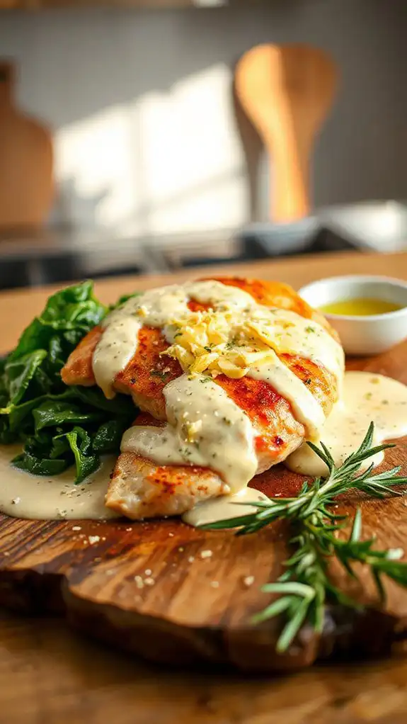 garlic chicken with spinach