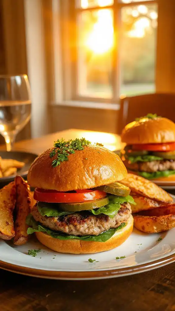 garlic herb flavored turkey burger
