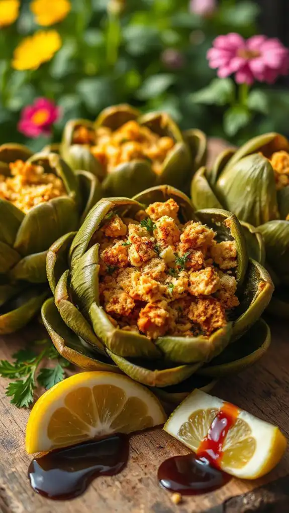 garlic herb stuffed artichokes