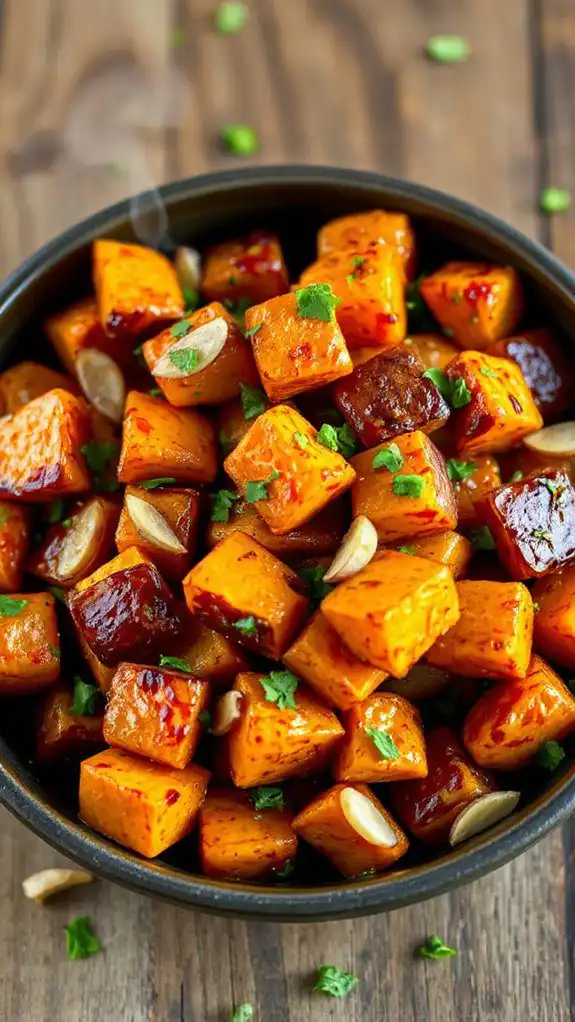 garlic honey baked sweet potatoes