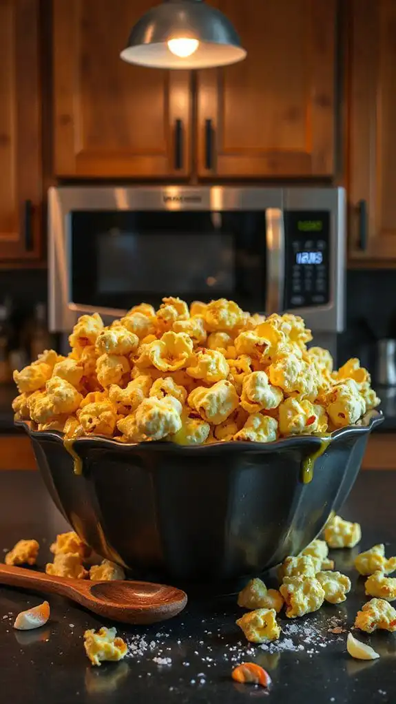garlic infused buttery popcorn treat
