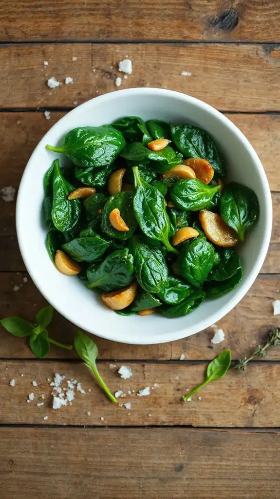 garlic infused saut ed spinach