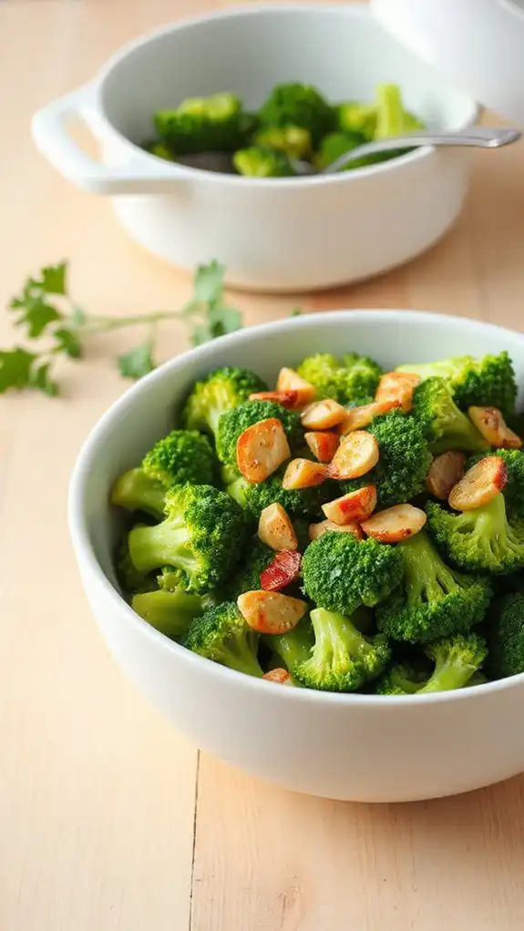 garlic infused steamed broccoli