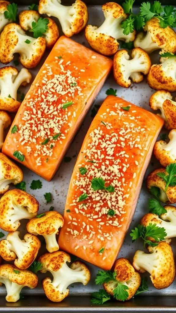 garlic parmesan cauliflower salmon