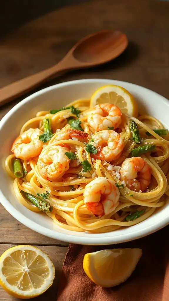 garlic shrimp asparagus pasta