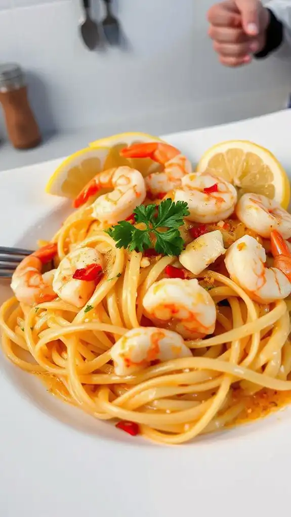garlic shrimp pasta dish
