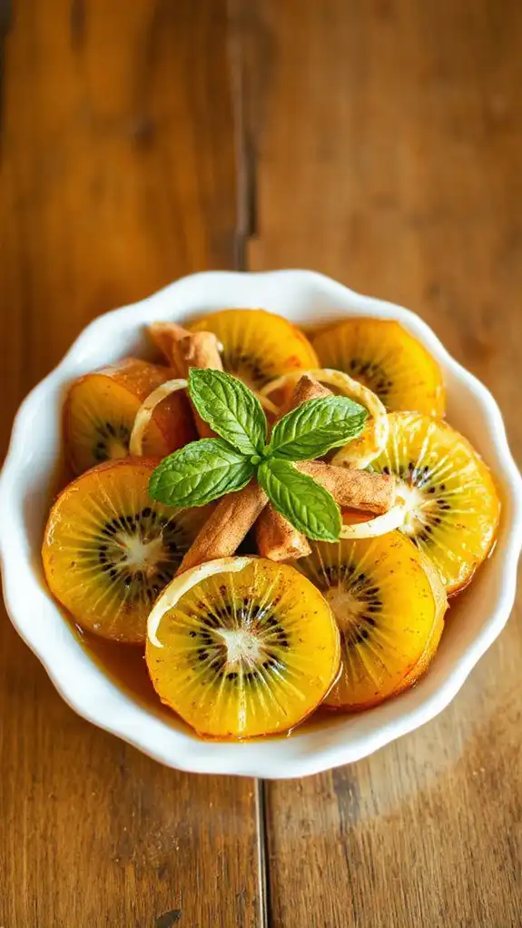 ginger infused roasted kiwi dessert