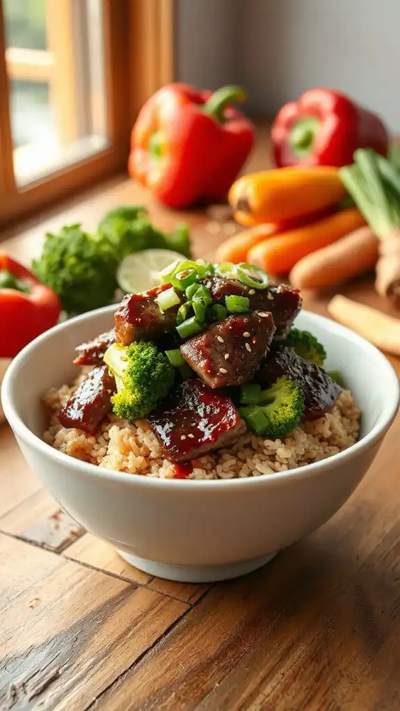 ginger soy beef bowl