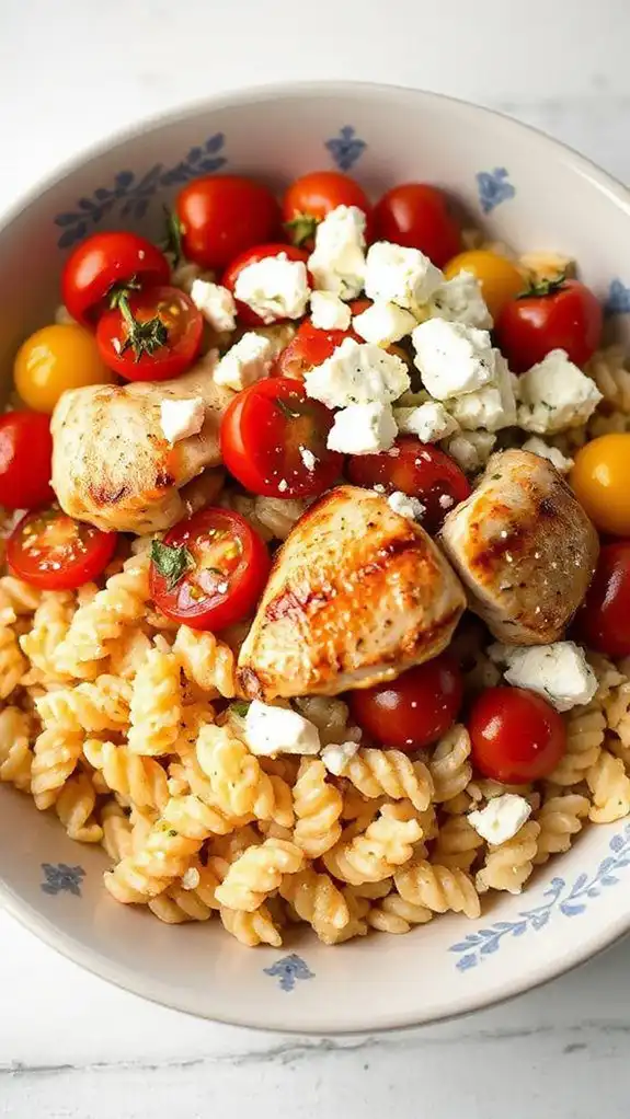 greek chicken orzo bowl