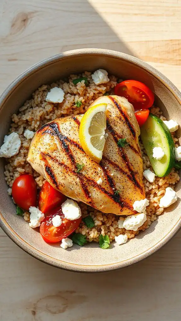 greek chicken rice bowl