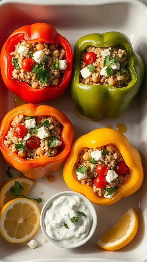 greek inspired stuffed peppers recipe