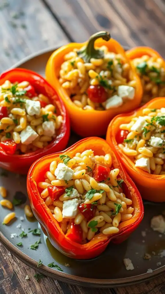greek orzo filled bell peppers greek orzo filled bell peppers
