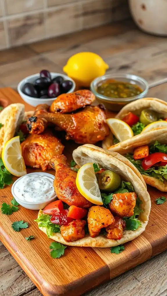 greek style chicken stuffed pita