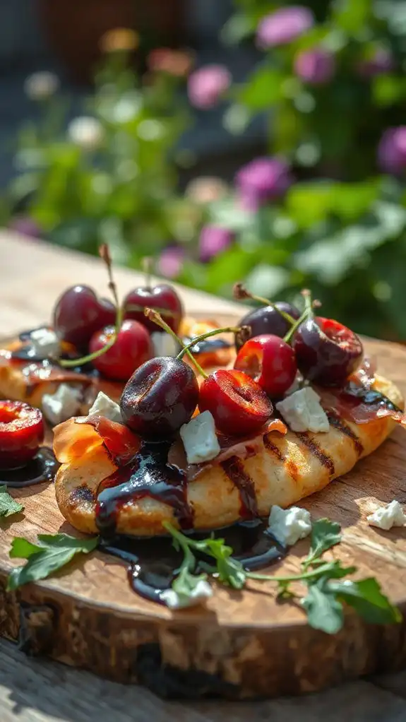 grilled cherries with prosciutto
