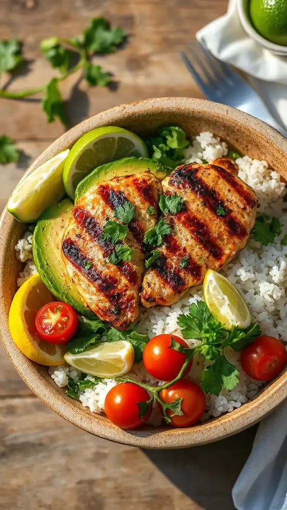 grilled chicken avocado bowl