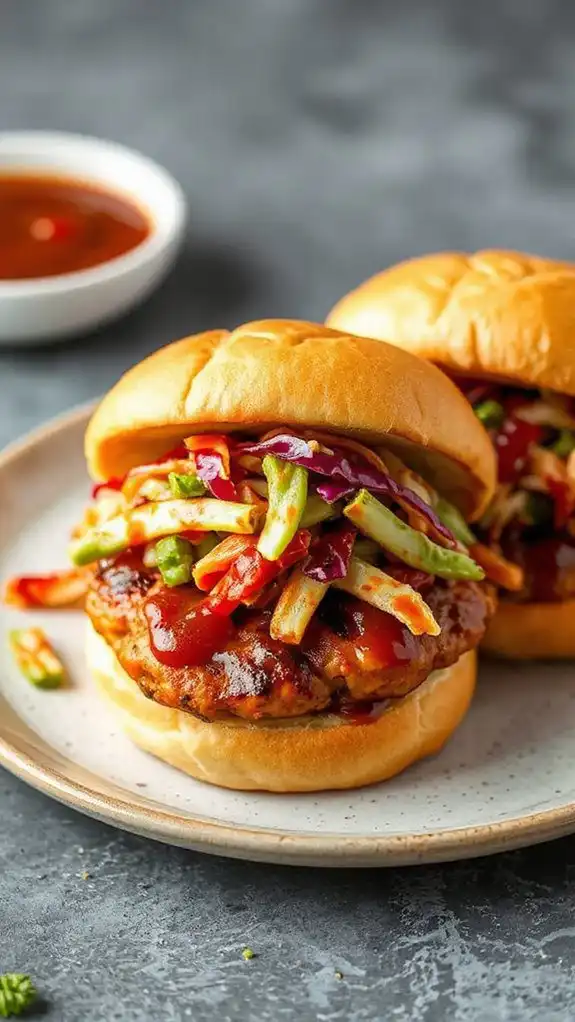 grilled chicken burgers with slaw
