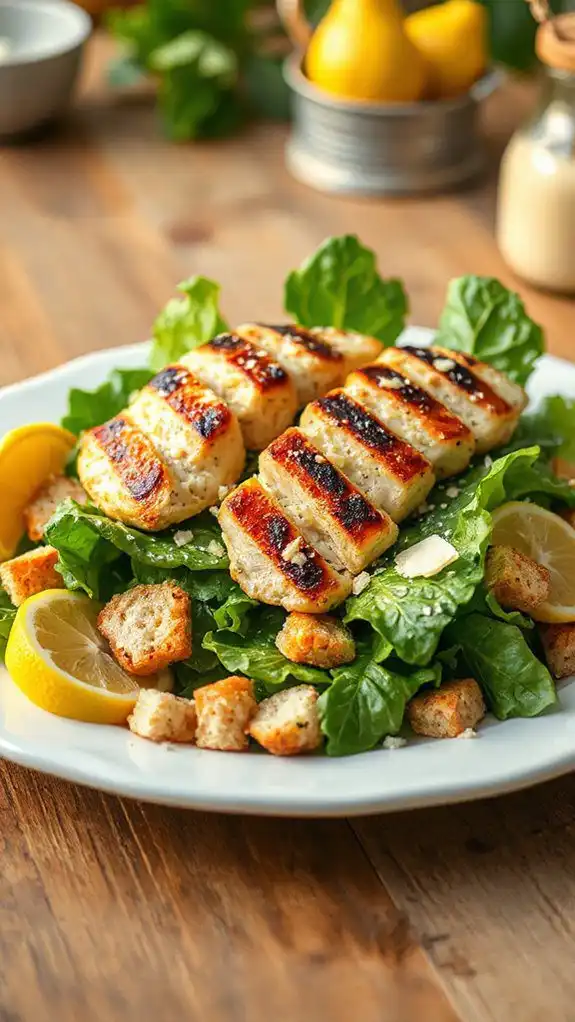 grilled chicken on salad