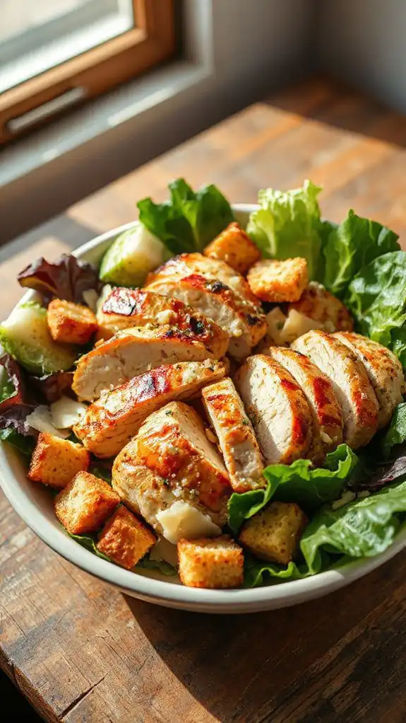 grilled chicken on salad