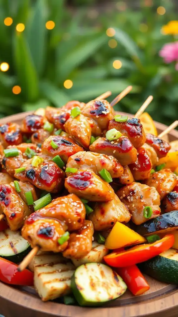 grilled chicken on skewers