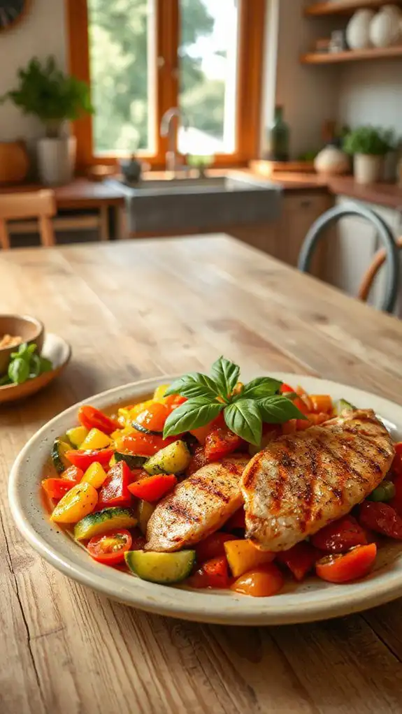 grilled chicken ratatouille dish