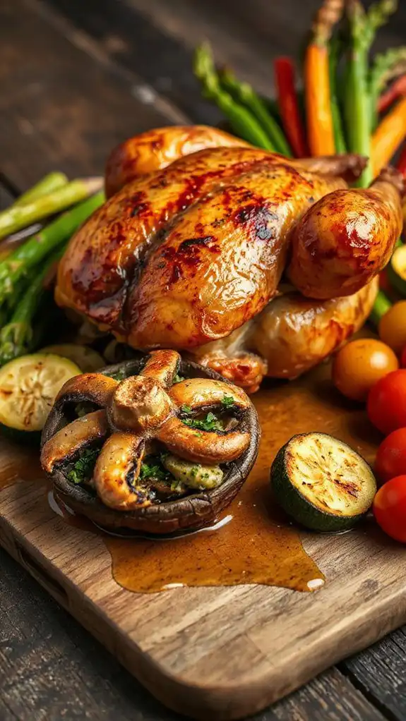 grilled chicken stuffed mushrooms