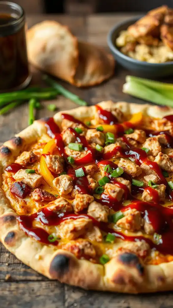 grilled chicken topped pizza