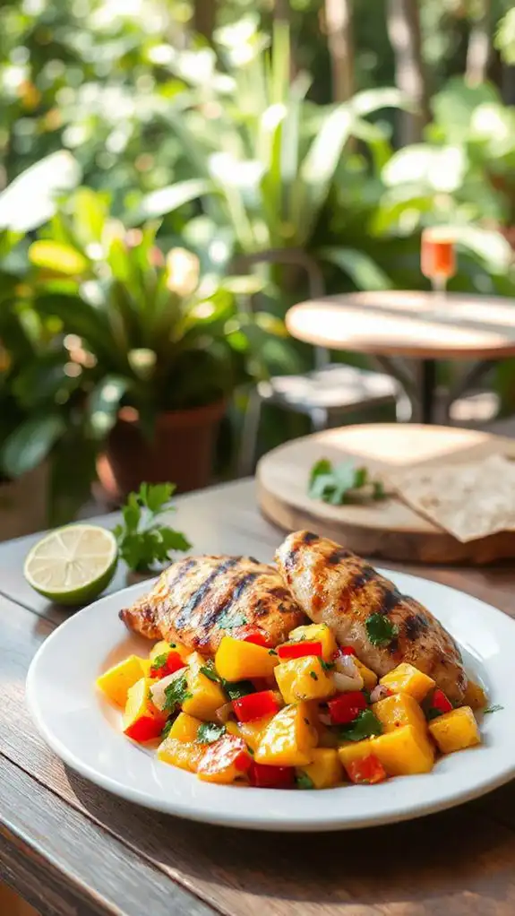 grilled chicken topped with salsa grilled chicken topped with salsa