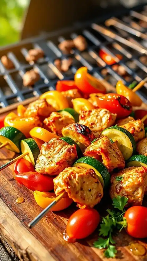 grilled chicken vegetable sticks