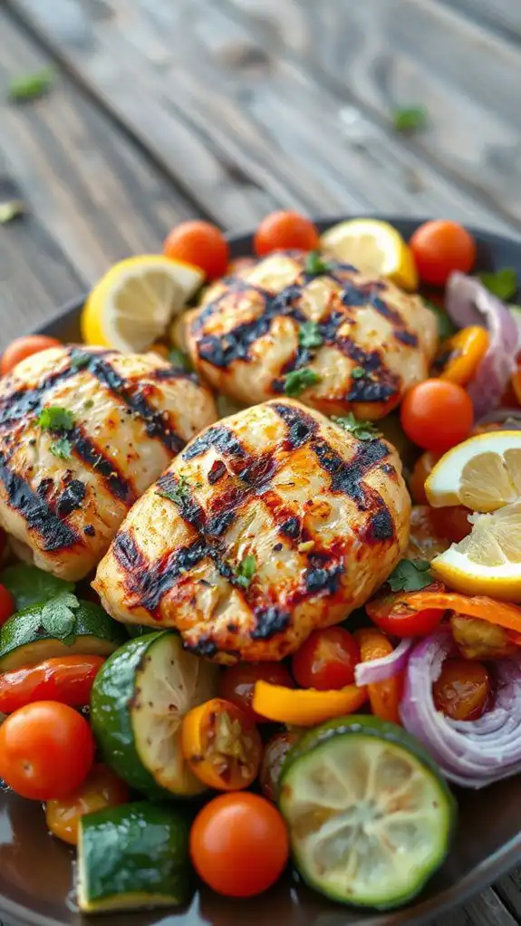 grilled chicken with veggies