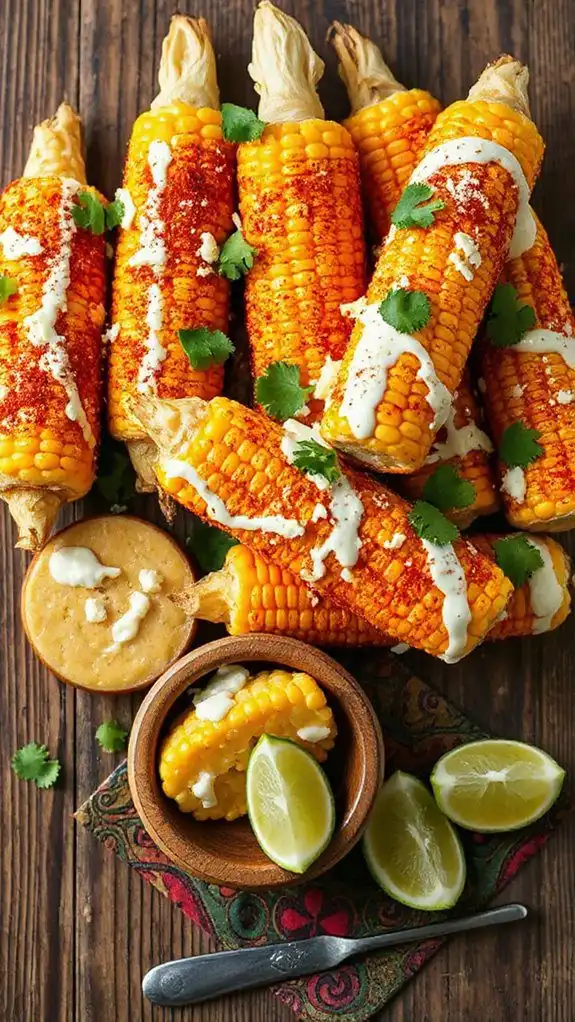grilled corn with toppings