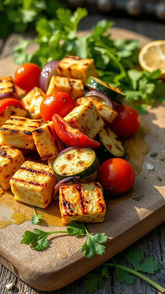grilled curry spiced vegetable skewers