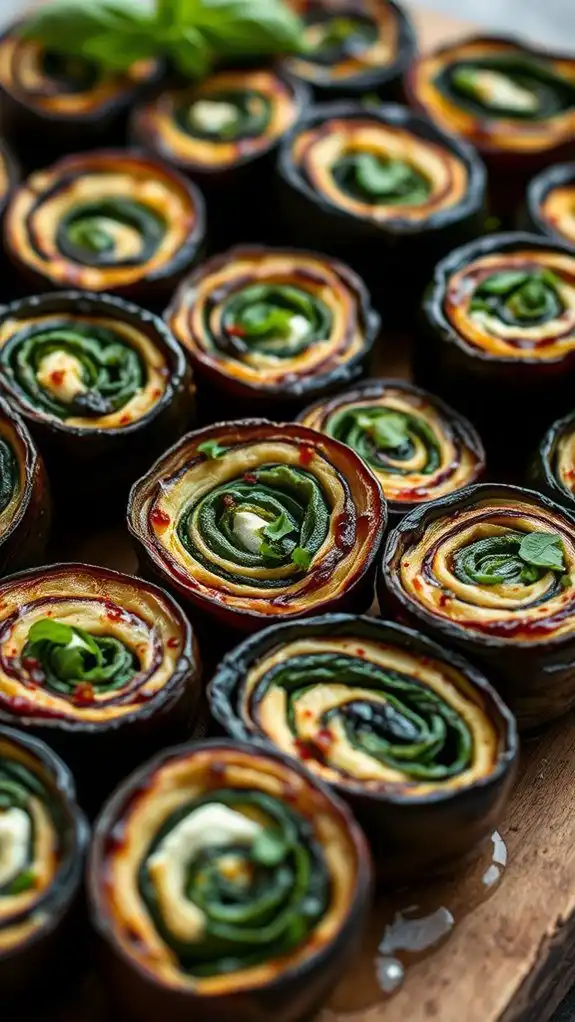 grilled eggplant ricotta rolls
