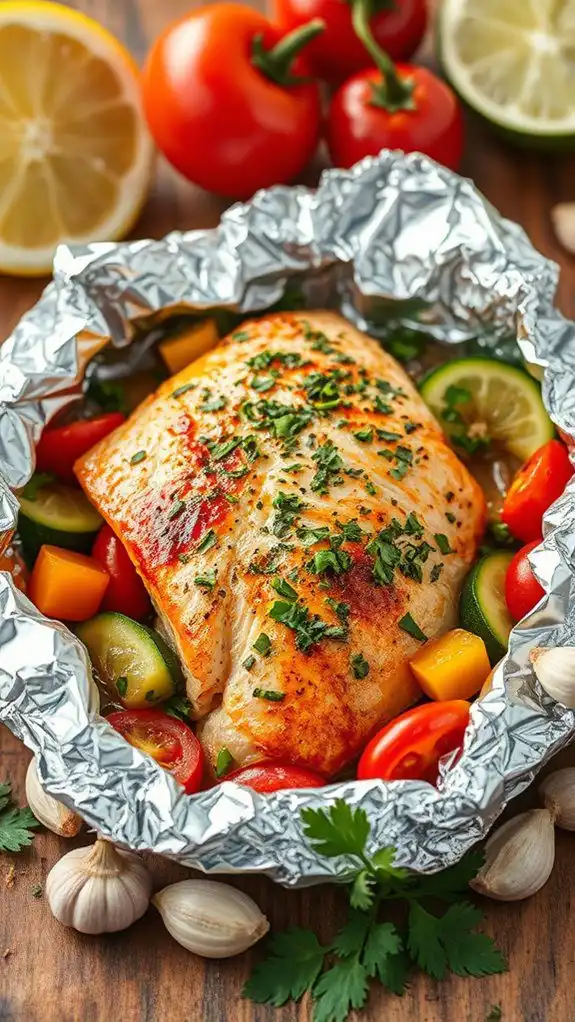 grilled fish in foil