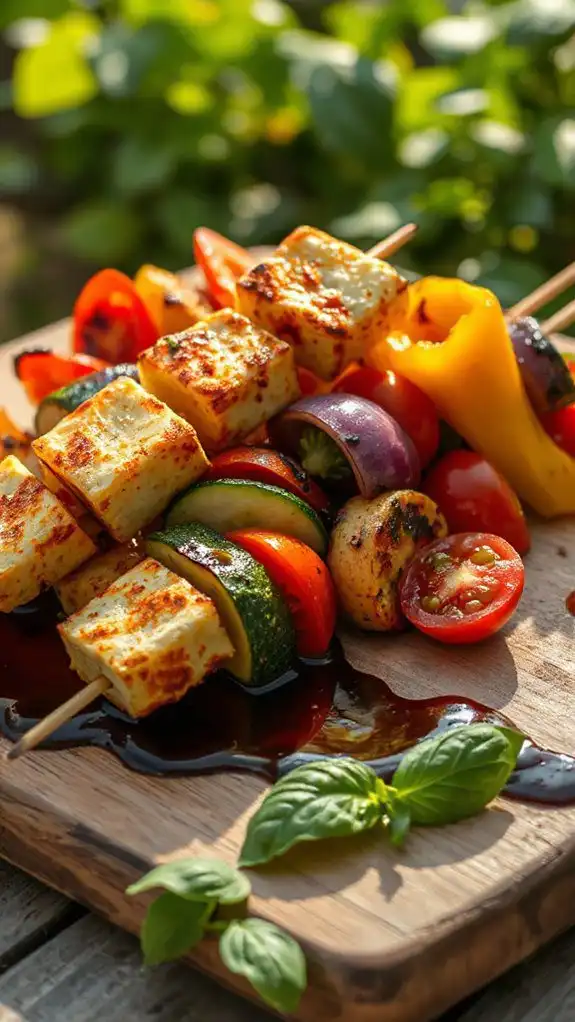 grilled halloumi vegetable skewers