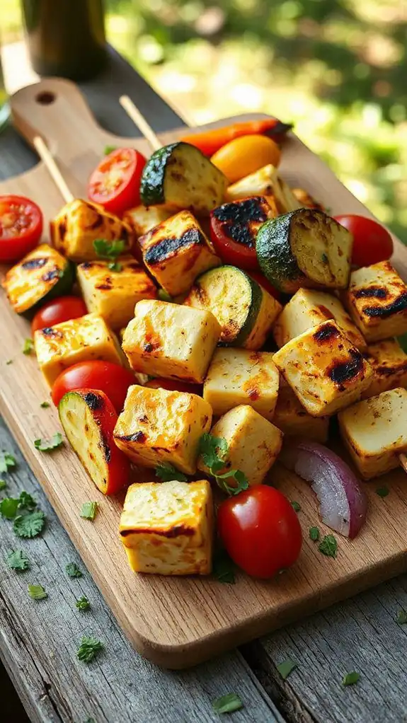 grilled halloumi with vegetables