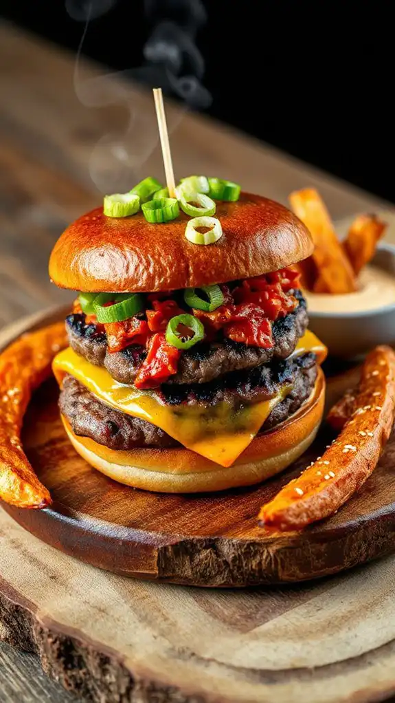 grilled marinated beef burger