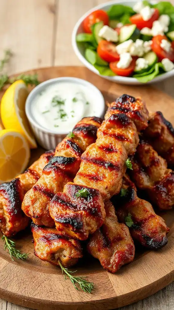 grilled meat on skewers