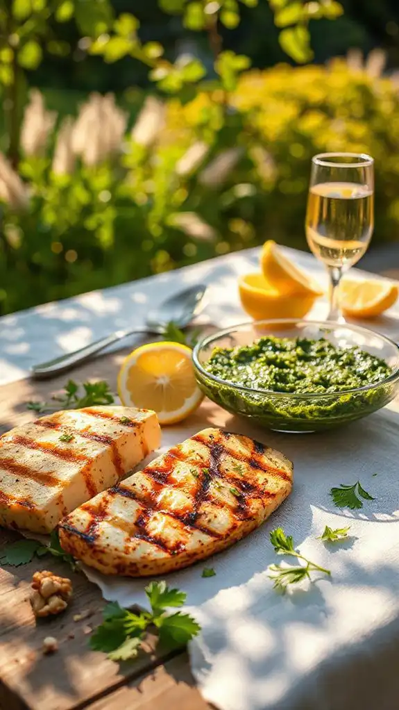 grilled paneer with pesto