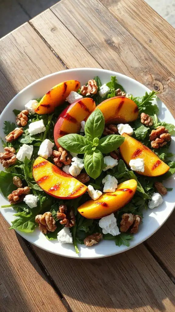 grilled peach arugula salad