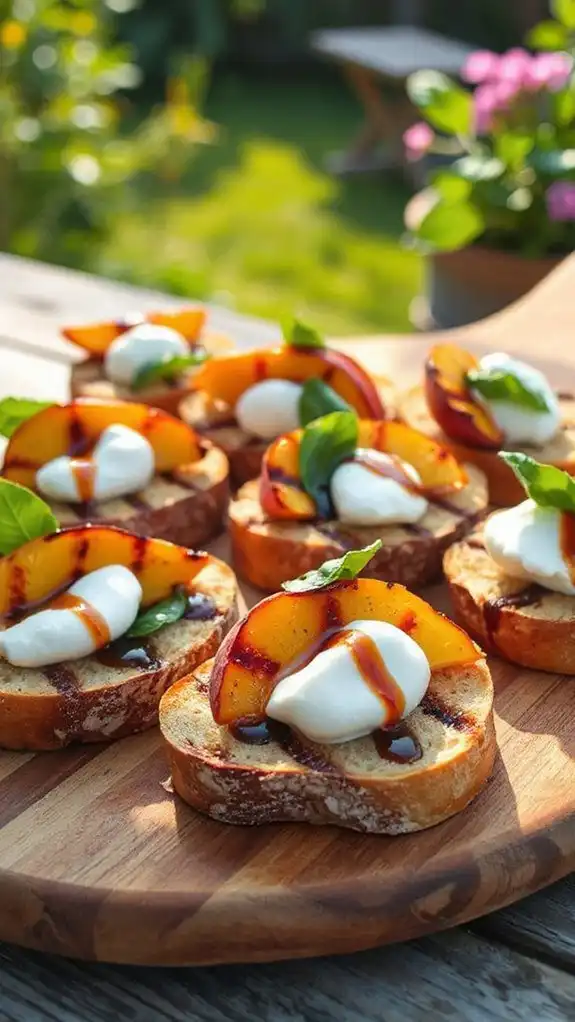 grilled peach burrata crostini grilled peach burrata crostini