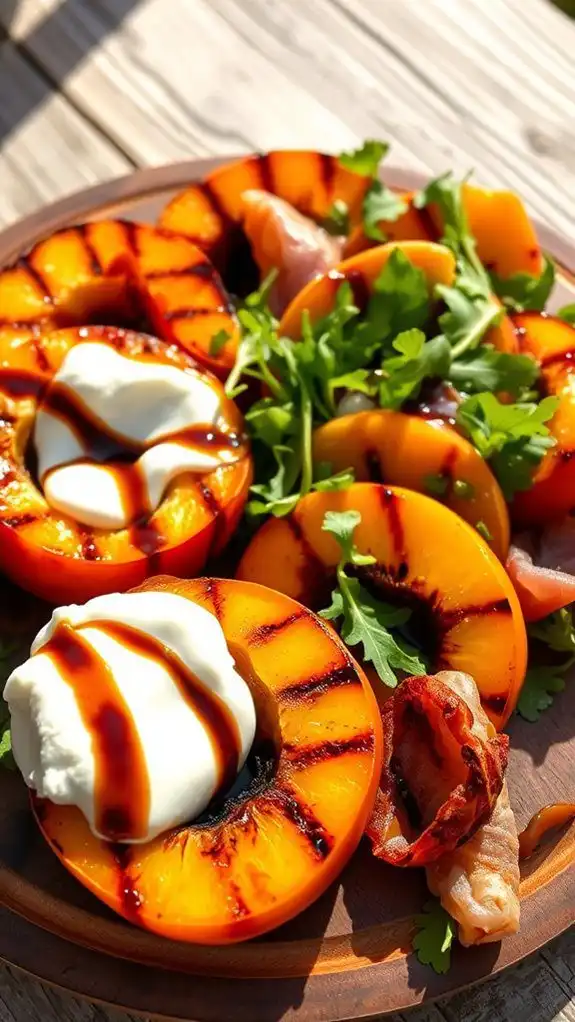 grilled peach burrata prosciutto salad
