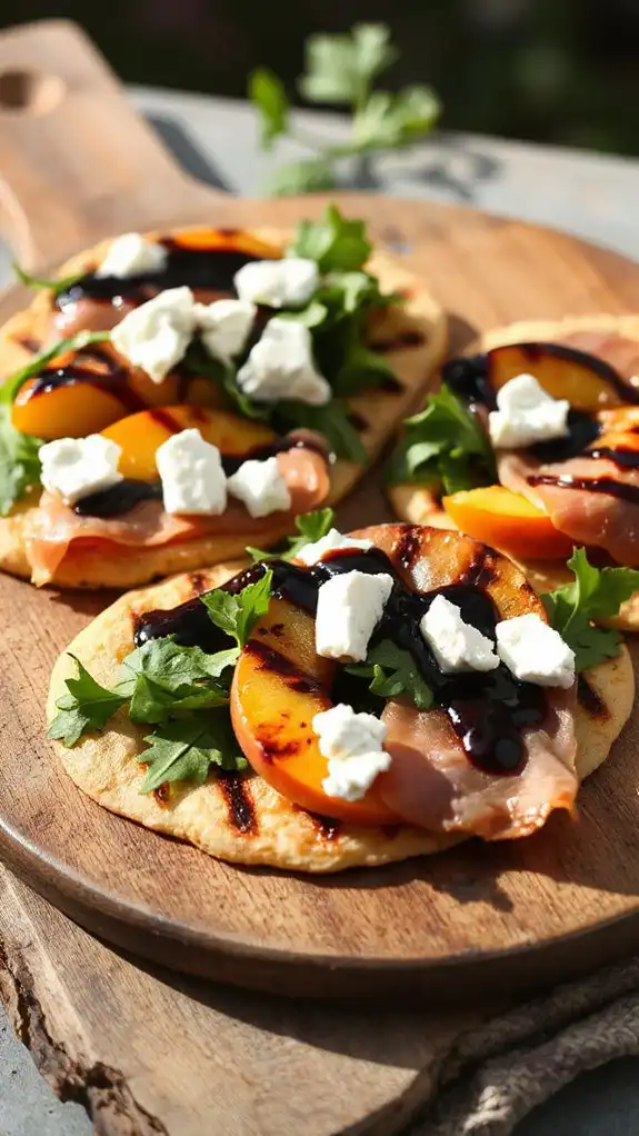 grilled peach prosciutto flatbread