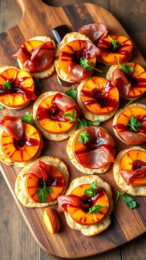 grilled peach prosciutto flatbreads