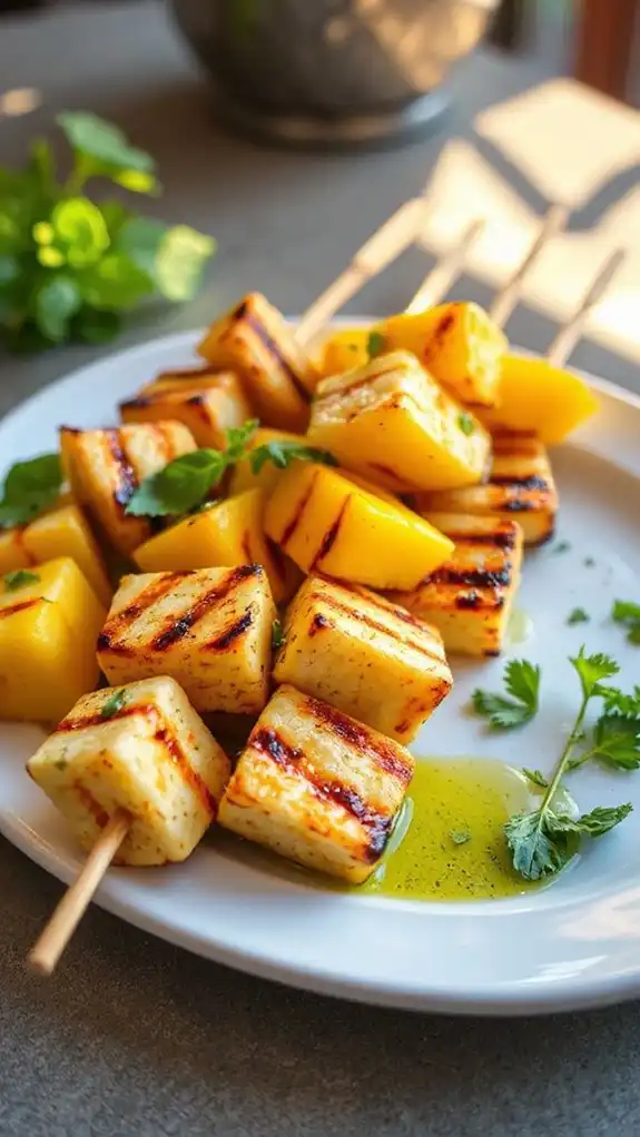 grilled pineapple and halloumi