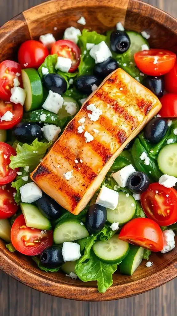 grilled salmon greek salad