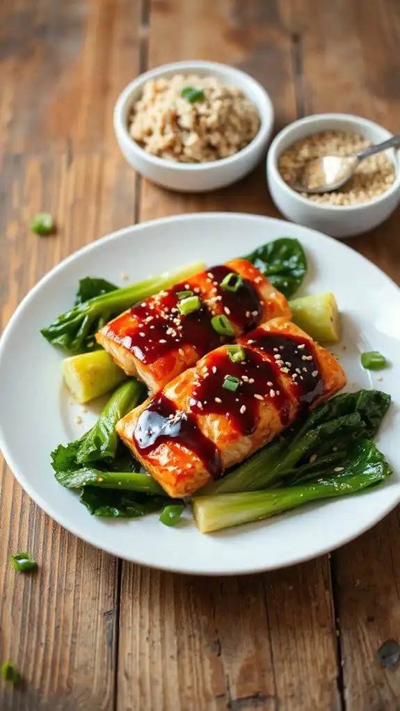grilled salmon with bok choy