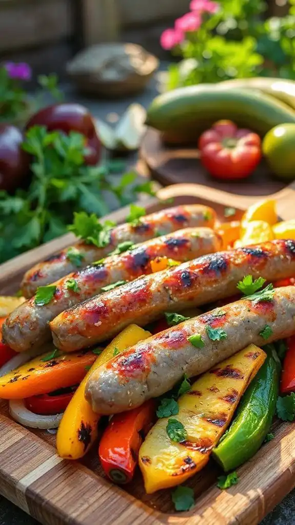 grilled sausage with peppers